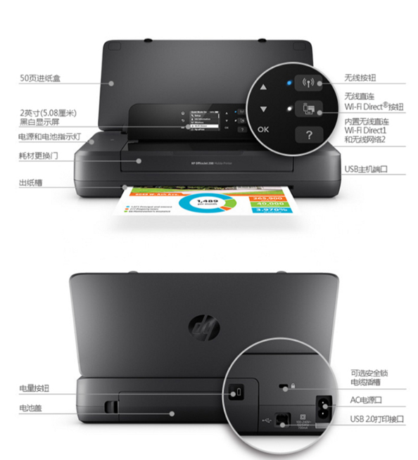 惠普（HP）OfficeJet 100/200展示,便攜打印機推薦,小型便攜打印機A4,便攜打印機哪個牌子好